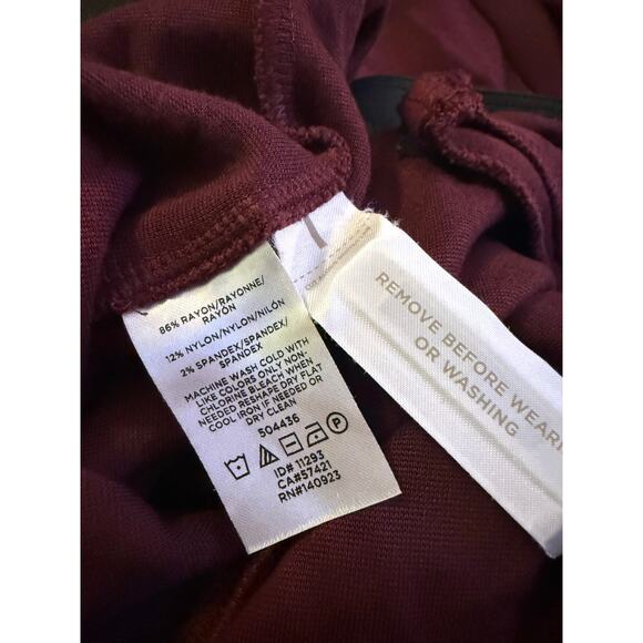 LOFT Maroon Wide Leg Pull-On Cropped Pants Women’s Medium Stretch Work Casual - Picture 8 of 8